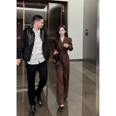 董小姐高端定制羊毛呢连衣裤女新款时尚连身裤连体裤可分体连体衣