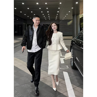 董小姐高端定制小香风套装毛呢外套包臀半身裙秋日ootd穿搭一整套