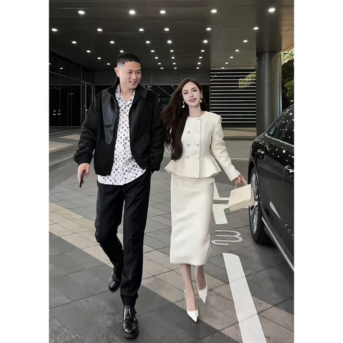 董小姐高端定制小香风套装毛呢外套包臀半身裙秋日ootd穿搭一整套