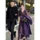 冬装 董小姐高端定制紫色长款 束腰百褶连衣裙女2025新款 高级感裙子