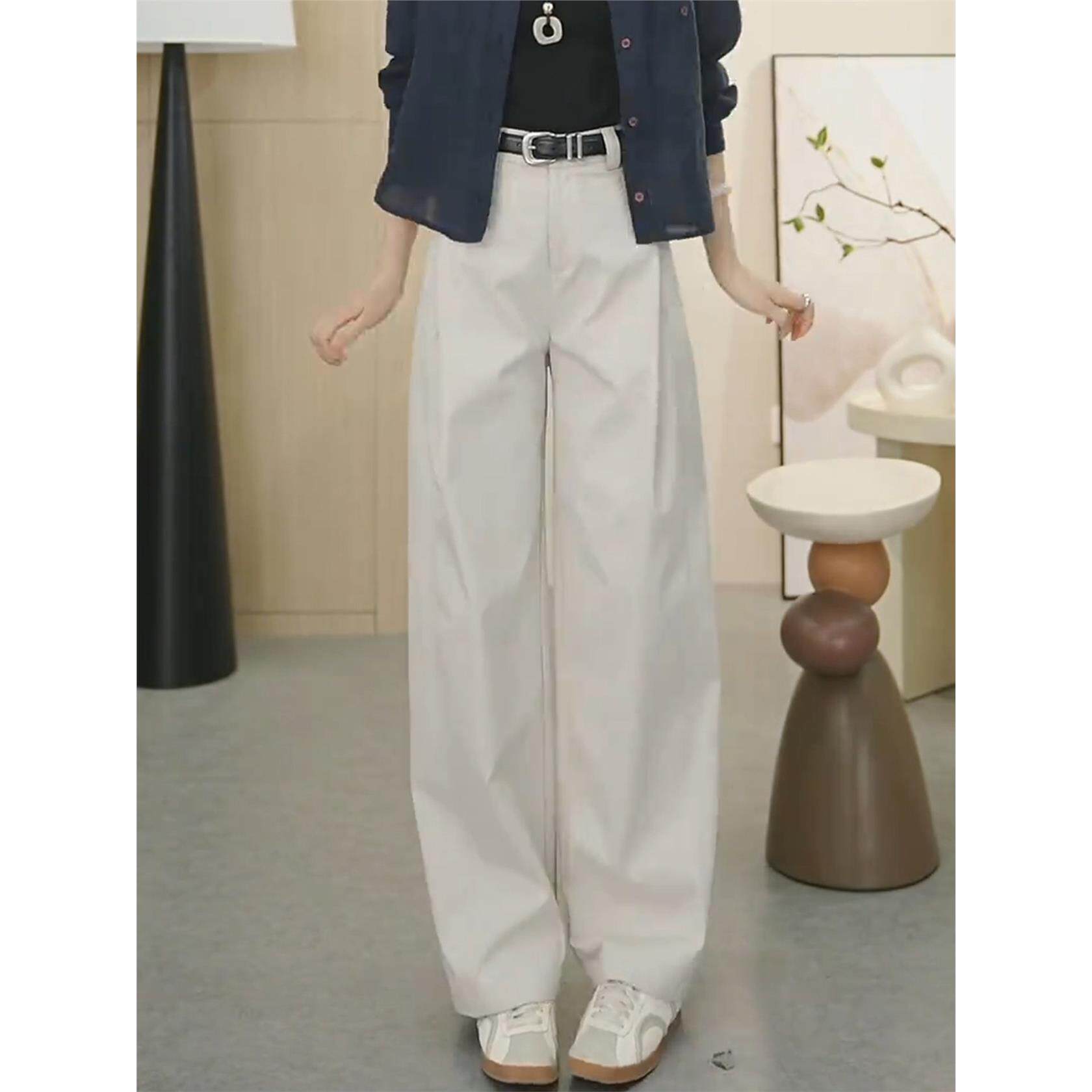 春秋款阔腿风琴裤女2025秋季新款高腰显瘦西装裤窄版直筒休闲长裤