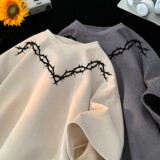 2025夏季新款麂皮绒短袖圆领T恤潮流星座301D-1-JX0310-P28，男装T恤，星座301D-1