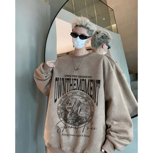 2025春季新款麂皮绒长袖圆领卫衣潮流  星座301D-1-YJ3260-P45图片