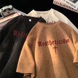 2025夏季新款麂皮绒宽松短袖T恤潮流星座301D-1-JX0240-P28，男装T恤，星座301D-1