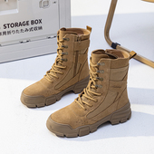 帆布马丁靴女2025新款 沙漠靴真皮厚底短靴 复古户外登山鞋 夏季 薄款