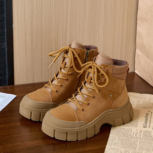 马丁靴女英伦风2026超火新款户外登山鞋内增高秋冬季徒步防滑短靴