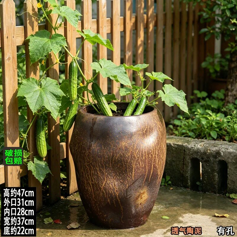 户外种树大花盆庭院落地陶瓷花盆超大工程园林景观盆透气陶土陶罐