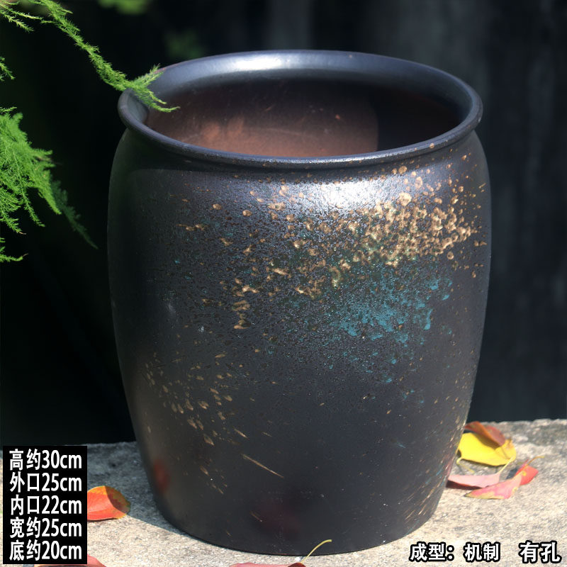 超大陶土盆透气粗陶罐高筒三角梅陶瓷花盆大口径多肉盆天堂鸟大盆