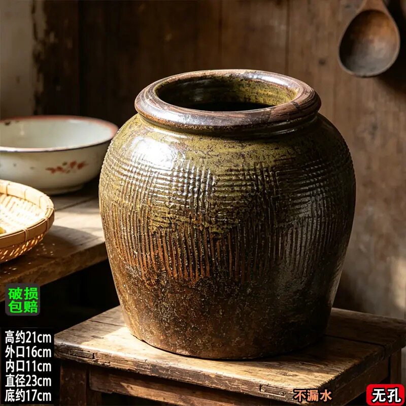 老式泡菜罐腌菜坛子酱料罐储物罐复古酒瓶旧坛子腌肉罐腌鱼罐大号