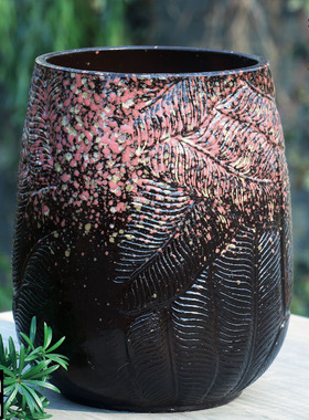 天堂鸟陶瓷花盆大号粗陶罐月季龙血树花盆陶土肉肉花盆三角梅陶盆