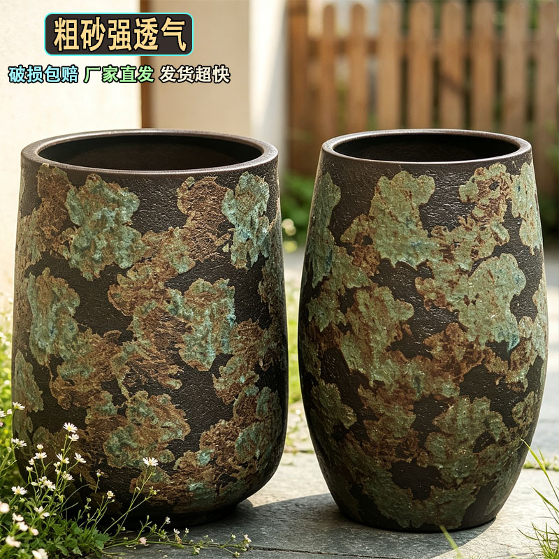 扩土透气陶瓷高筒落地景观花盆