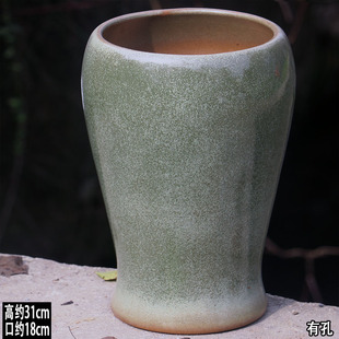 三角梅花盆家用粗陶盆透气冬青陶盆月季陶罐高款紫砂盆大号陶土盆