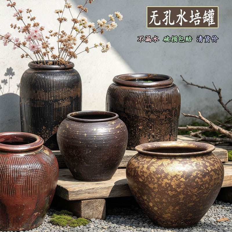 扩土无孔陶瓷大口径水培花盆