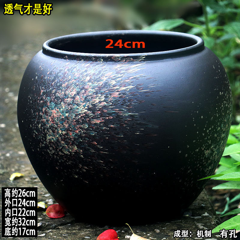 宜兴无釉透气大口径花盆陶瓷粗陶罐多肉仙人掌盆景盆复古陶土盆大