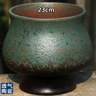 宜兴无釉透气大口径花盆陶瓷粗陶罐多肉仙人掌盆景盆复古陶土盆大