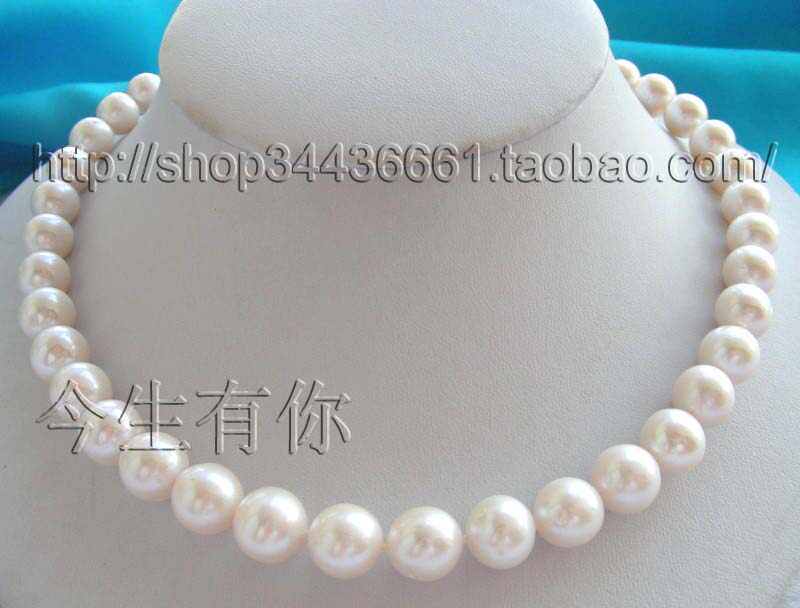 今生有你天然11mm白色珍珠项链强光正圆包邮经典款气质百搭配饰女