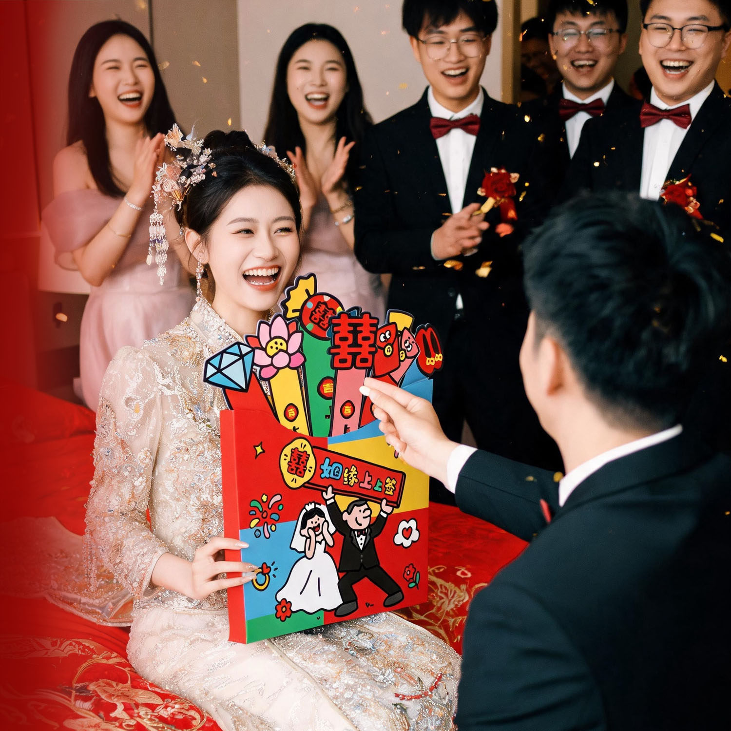 薯条抽签接亲游戏道具堵门小游戏创意结婚拍照婚礼气氛整蛊全套