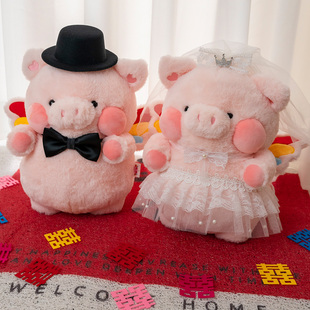 女方陪嫁压床娃娃一对结婚新款高档猪猪婚房喜字抱枕婚庆情侣公仔