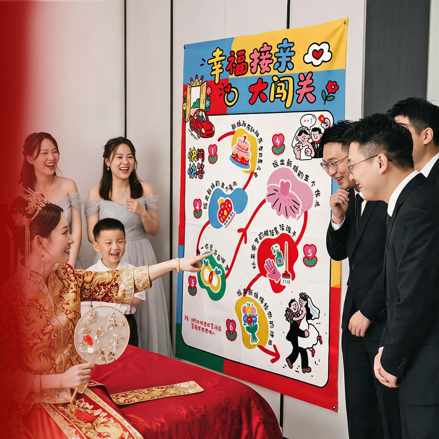接亲堵门道具看图猜台词搞笑游戏卡结婚礼整蛊新郎伴郎团电视台词
