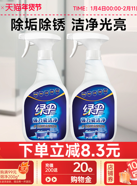 绿伞强力瓷洁净660g*2瓶瓷砖清洁剂浴室卫生间地板砖清洗去污除垢