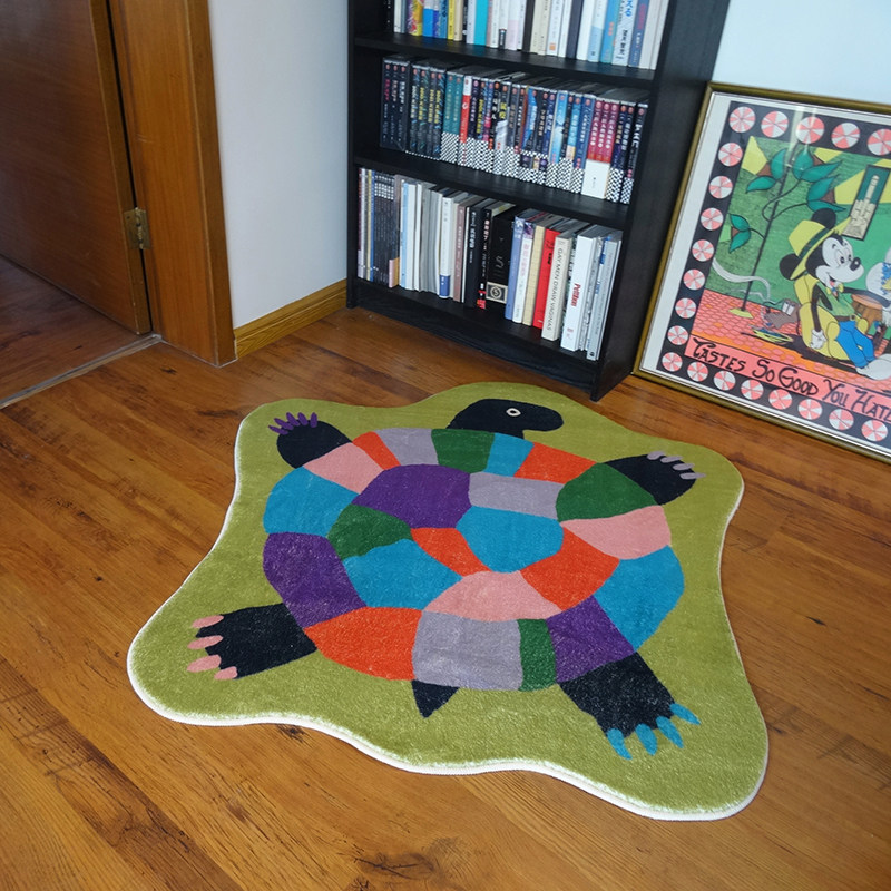 TRIPPY原创设计 可爱海龟 五彩斑斓龟壳 拼色客厅卧室 仿羊绒地毯