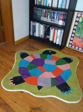 TRIPPY原创设计 可爱海龟 五彩斑斓龟壳 拼色客厅卧室 仿羊绒地毯