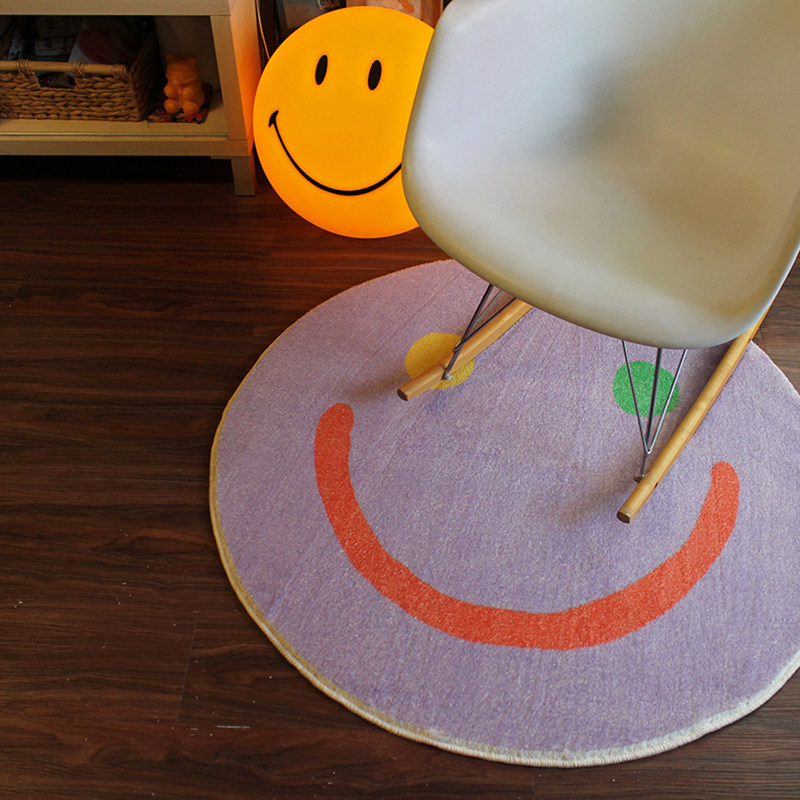 TRIPPY 原创设计 紫色笑脸 客厅卧室书房地垫 可爱仿羊绒圆形地毯,居家布艺,地毯,淘宝优惠券,粉丝福利购,淘宝优惠卷