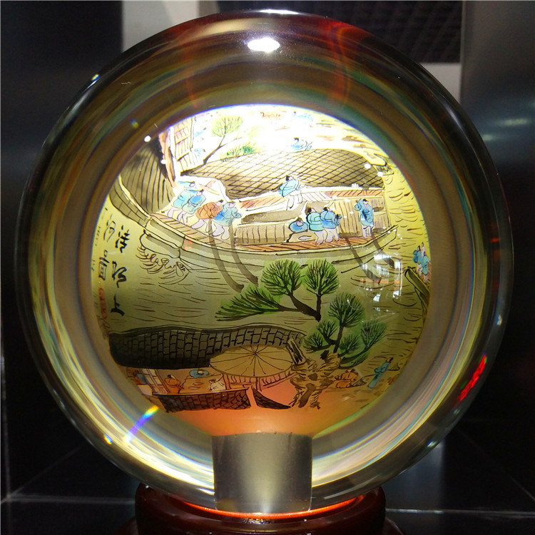 水晶摆件清明上河图国粹手工艺品
