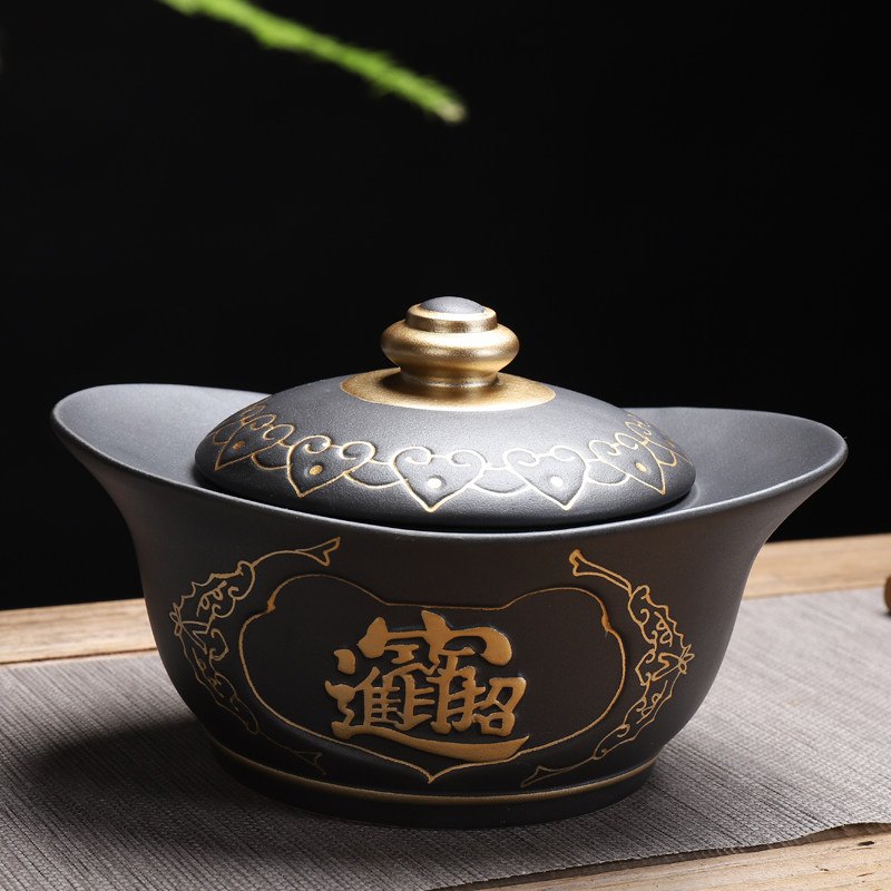 元宝茶叶罐陶瓷大号茶叶密封罐