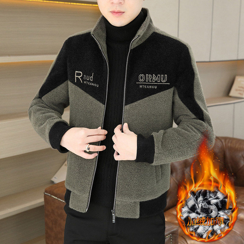 2025男士金貂绒外套时尚男士夹克外套男中青年商务加绒保暖外套男,男装,夹克,淘宝优惠券,粉丝福利购,淘宝优惠卷