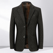 西装 男士 中老年商务休闲爸爸装 男装 外套 加绒加厚西服2025秋冬新款