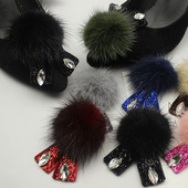 鞋 花鞋 饰鞋 百搭高档水貂兔耳毛毛球半球 上毛球鞋 配件
