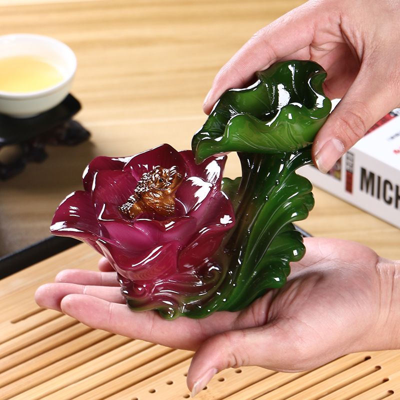 变色茶宠荷花招财金蟾茶宠茶玩