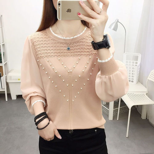 大码针织打底衫女遮肚上衣显瘦