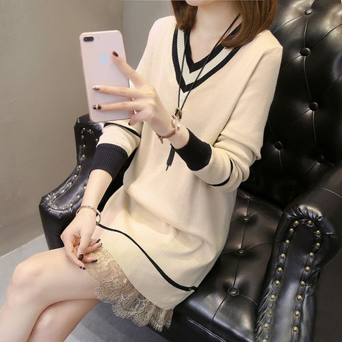 大码显瘦中长款毛衣女