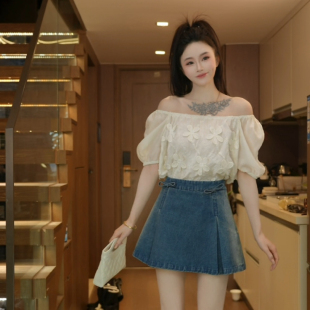 2026春简约短裙牛仔半身裙88262 晕染牛仔半裙 磊磊 蓝调漫舞