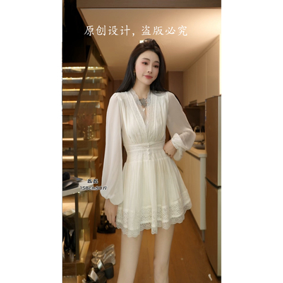 磊磊【法式浪漫】短款连衣裙 绝美花轻奢收腰连衣裙88166#上衣