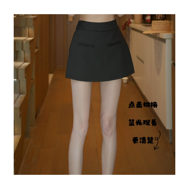 磊磊【她的视角】 西装半身裙 秋季上新高腰显瘦A字开叉裙裤88367
