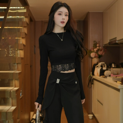 磊磊 【时髦腿精】长裤  喇叭裤女春季小个子休闲直筒阔腿裤88271