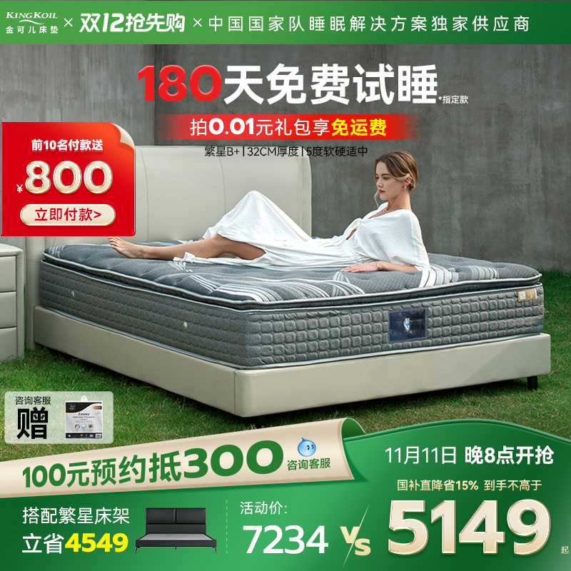 金可儿乳胶床垫家用五星酒店席梦思五区独立袋弹簧床垫子 繁星B+