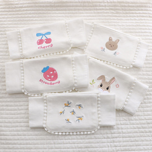 卡通婴儿吸汗巾全棉儿童隔汗巾透气棉纱幼儿园夏季刺绣垫背神器
