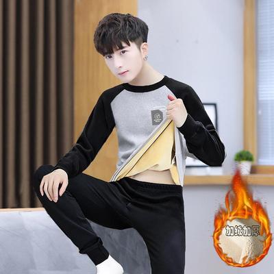 保暖内衣男加厚加绒套装冬季防寒打底衫青少年中学生德绒秋衣秋裤