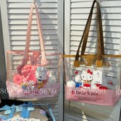 正版 包邮 美乐蒂kitty透明果冻单肩包可爱卡通女生大容量沙滩包