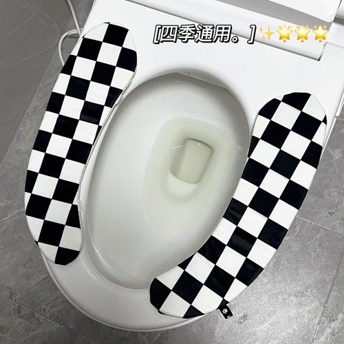 【包邮】四季通用轻奢黑白风格棋盘格布马桶套垫马桶坐垫坐便器套