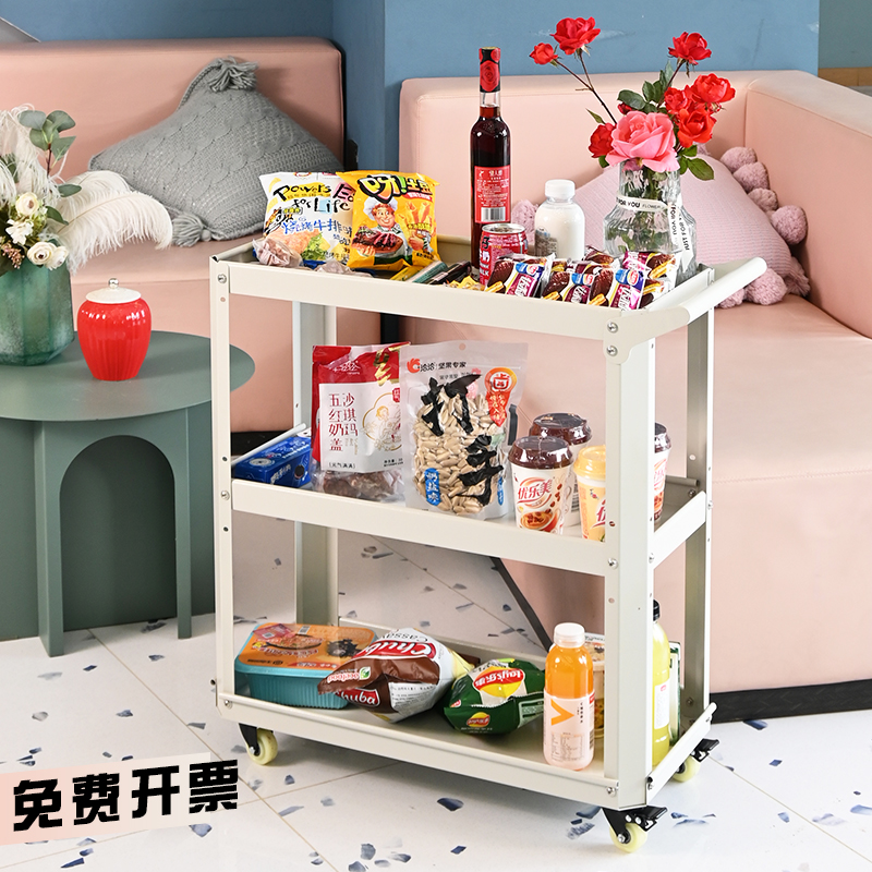 轻奢ins风小推车置物架沙发边几零食绿植花店书架可移动收纳架子g
