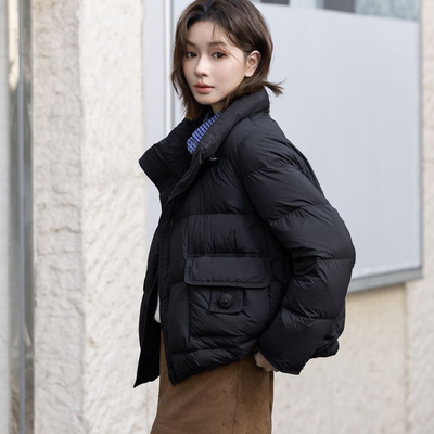 云暖拾光!冬季新国标90白鸭绒宽松百搭保暖立领羽绒服外套#892E10