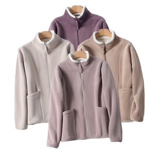 暖意融融！冬新款羊驼绒保暖好穿舒适显瘦立领防风开衫厚外套8327