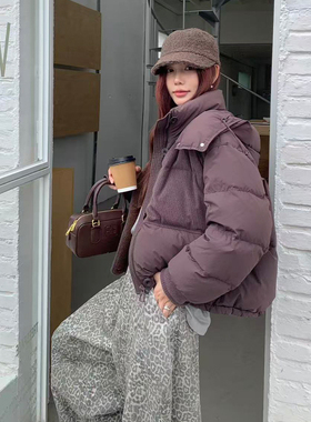 雪芙小暖包!冬季新国标90白鸭绒宽松百搭保暖连帽羽绒服外套85619