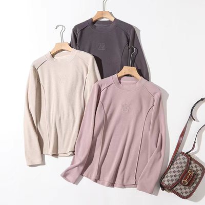 云柔!冬新款羊绒舒柔软糯显瘦磨毛保暖打底百搭上衣内搭T恤7606-2