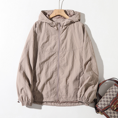 春风微拂!26新款设计师极简风外套连帽户外防风显瘦休闲风衣#5888